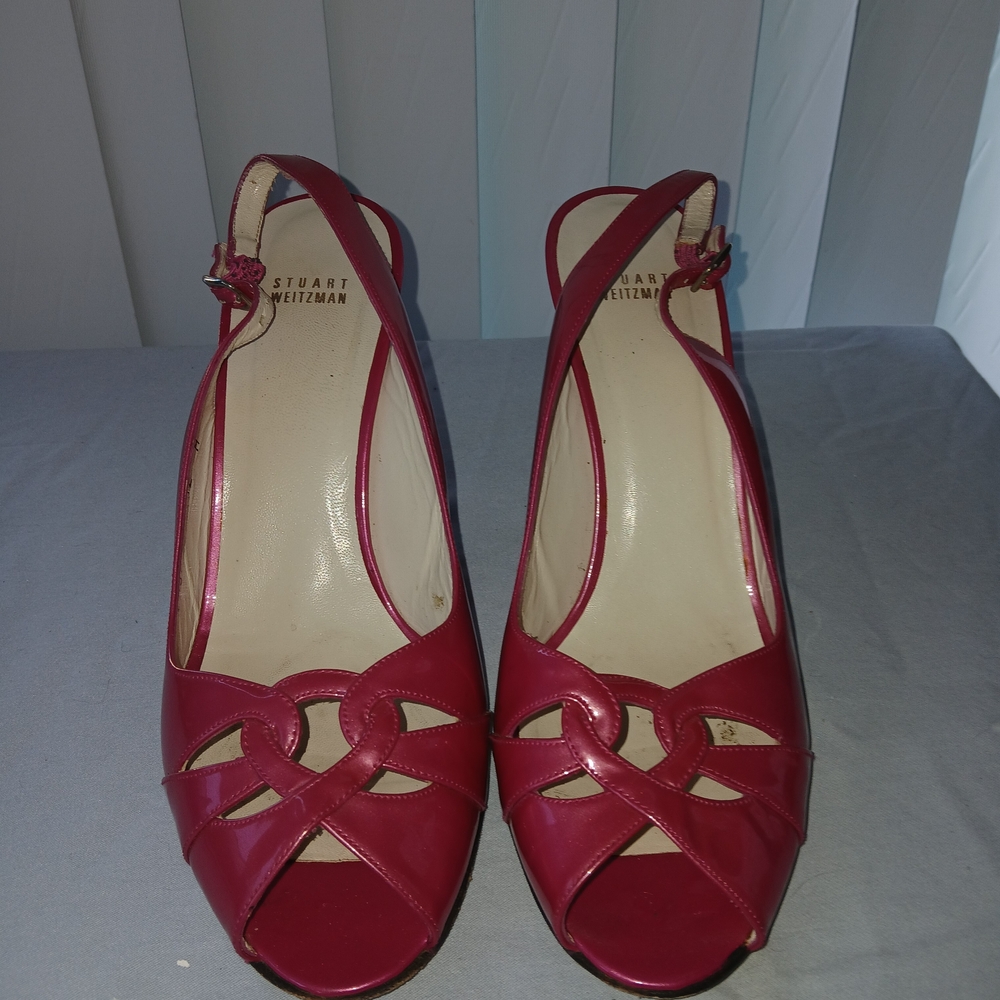 Stuart Weitzman Pink Peep-Toe Heels